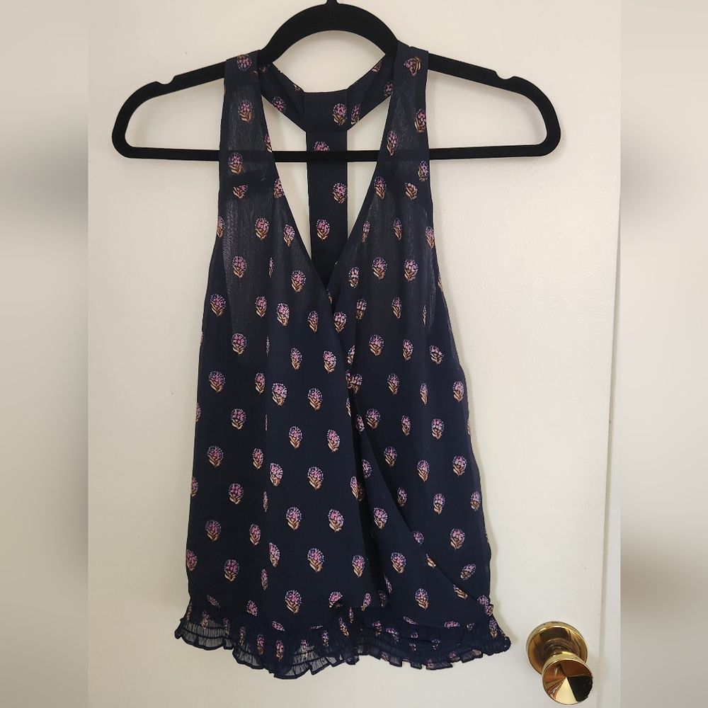 Lucky Brand Blue and Pink Asymmetrical Tank Top